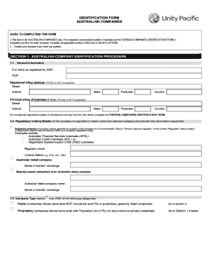Australian Companies Identification Form