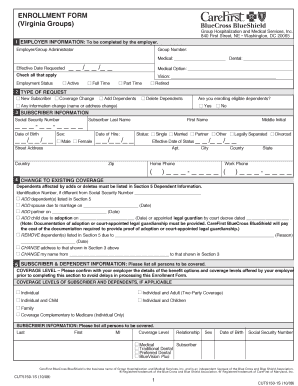 CareFirst BlueCross BlueShield Enrollment Form