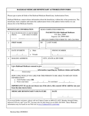 Railroad Medicare Beneficiary Authorization Form