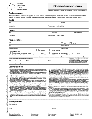 Finnish Kennel Club Installment Payment Agreement