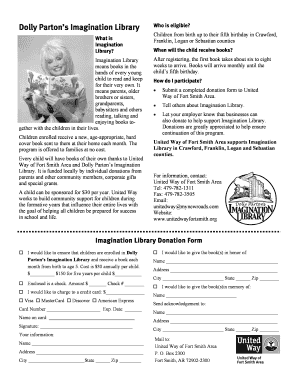 Dolly Parton’s Imagination Library Donation Form