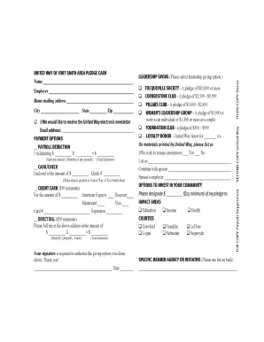 United Way Leadership Giving Form