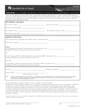 Application for Optional AD&D Benefit