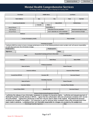 Mental Health Services Consent and Authorization Form