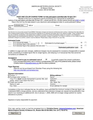 AMS Page and Color Charge Form