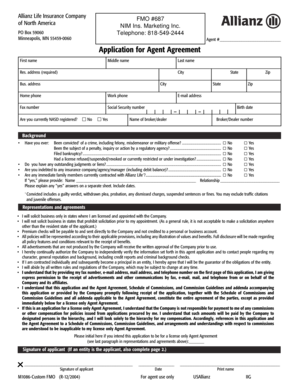 Allianz Life Insurance Agent Agreement Application