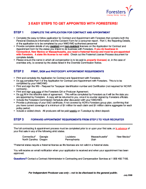Foresters Contract and Appointment Application