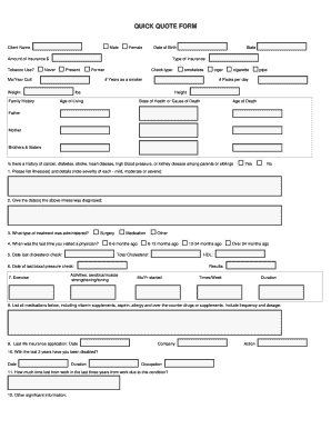 Quick Quote Insurance Form
