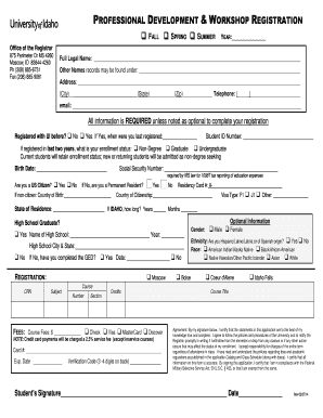 Professional Development Workshop Registration Form