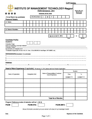 IMT PGDM Admission Application Form