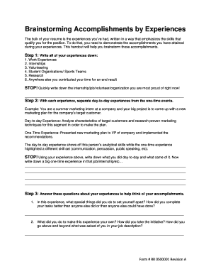 Resume Accomplishments Brainstorming Guide