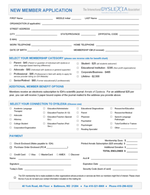 IDA New Member Application Form