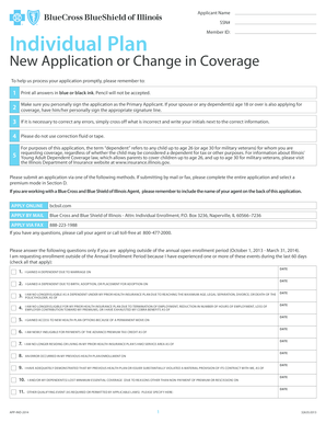 Blue Cross and Blue Shield of Illinois Individual Health Insurance Application