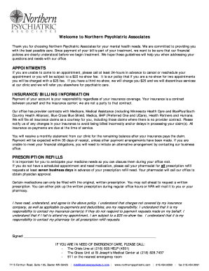 Northern Psychiatric Associates Patient Registration Form