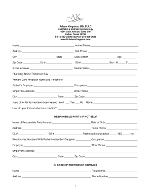 Dermatology Patient Registration Form