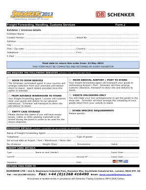 Freight Forwarding Services Form J
