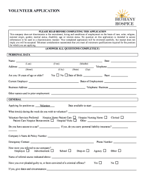 Volunteer Application Form