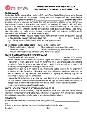 Authorization for Use and Disclosure of Health Information