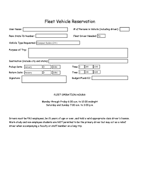 Penn State Fleet Vehicle Reservation