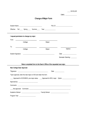 Change of Major Form