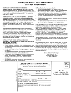 Biasi 3WOOD Residential Boiler Warranty