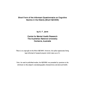 Short IQCODE Cognitive Decline Assessment