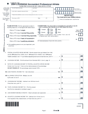 Louisiana Nonresident Professional Athlete Tax Form IT-540B-NRA