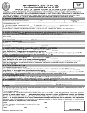 Appeal of Denial of Senior, Veteran, Disabled or Clergy Exemption