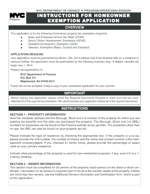 NYC Homeowner Property Tax Exemption Application