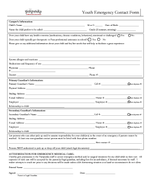 Youth Emergency Contact Form