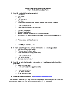 Client Contact Information Form