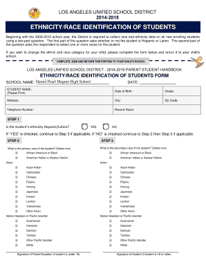 Ethnicity and Race Identification Form