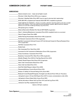 Patient Admission Checklist