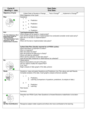 PDSA Cycle Plan and Analysis Form