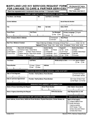 Maryland HIV Services Request Form