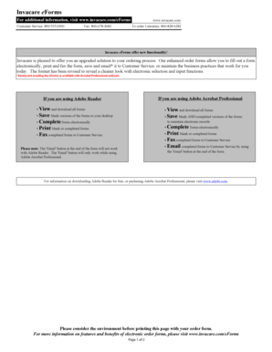 Invacare Patient Lifts Order Form