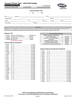 Invacare Power Tiger Order Form