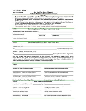 Georgia One And The Same Affidavit Form T-227