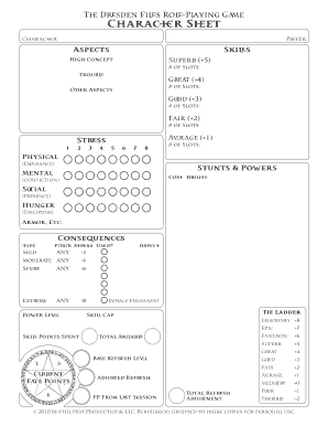 Dresden Files RPG Character Sheet