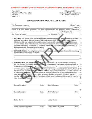 Fillable Online Form 51. Rescission of Purchase and Sale ...