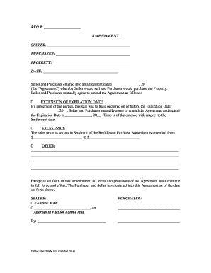 Real Estate Purchase Agreement Amendment