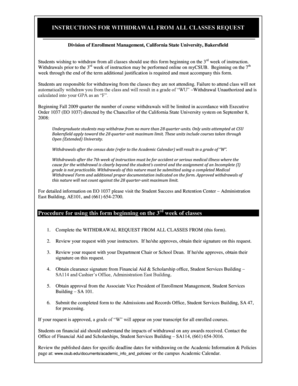 California State University Bakersfield Withdrawal Form