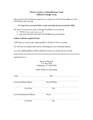 Florida Driver License Address Change Form
