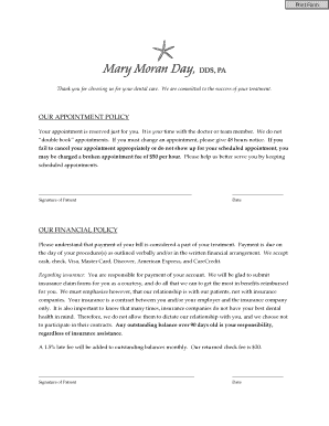 Dental Practice Patient Consent and Financial Agreement