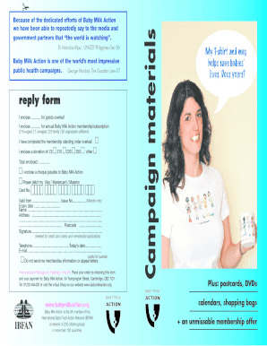 Baby Milk Action Membership and Donation Form