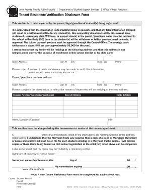 Tenant Residence Verification Disclosure Form