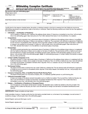 California Withholding Exemption Certificate