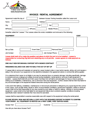 Access Tent Rental Agreement