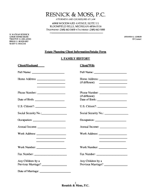 Estate Planning Client Information Form