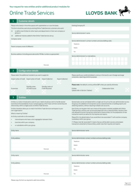 Lloyds Bank Online Trade Services Request Form